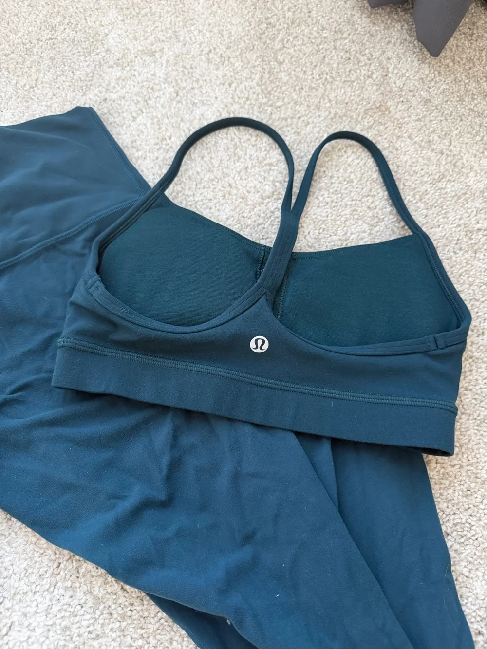 lululemon Indochine Blue High-Rise Align Leggings and Power Y Bra Matching Set 4
